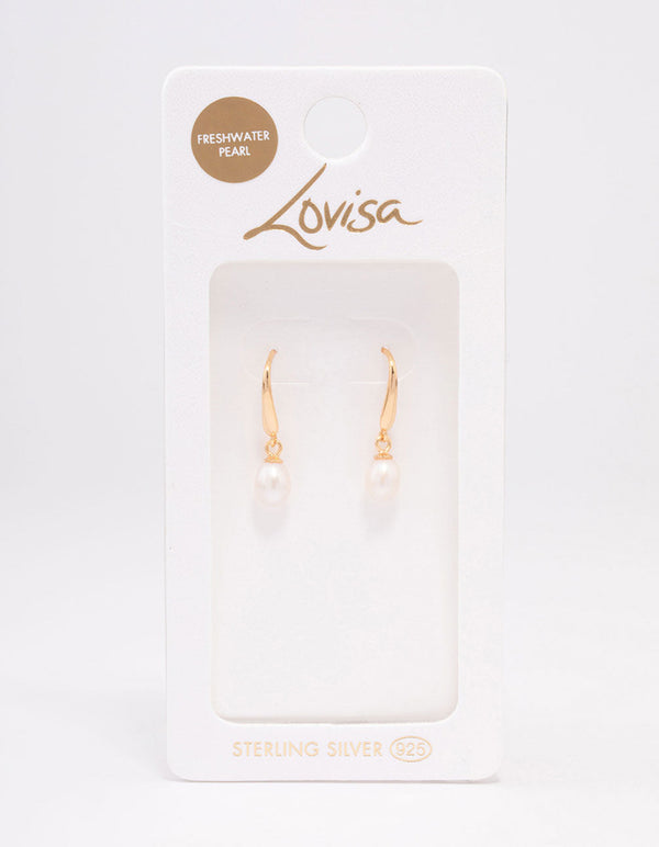 Gold Diamante Pearl Open Hoop Earrings - Lovisa